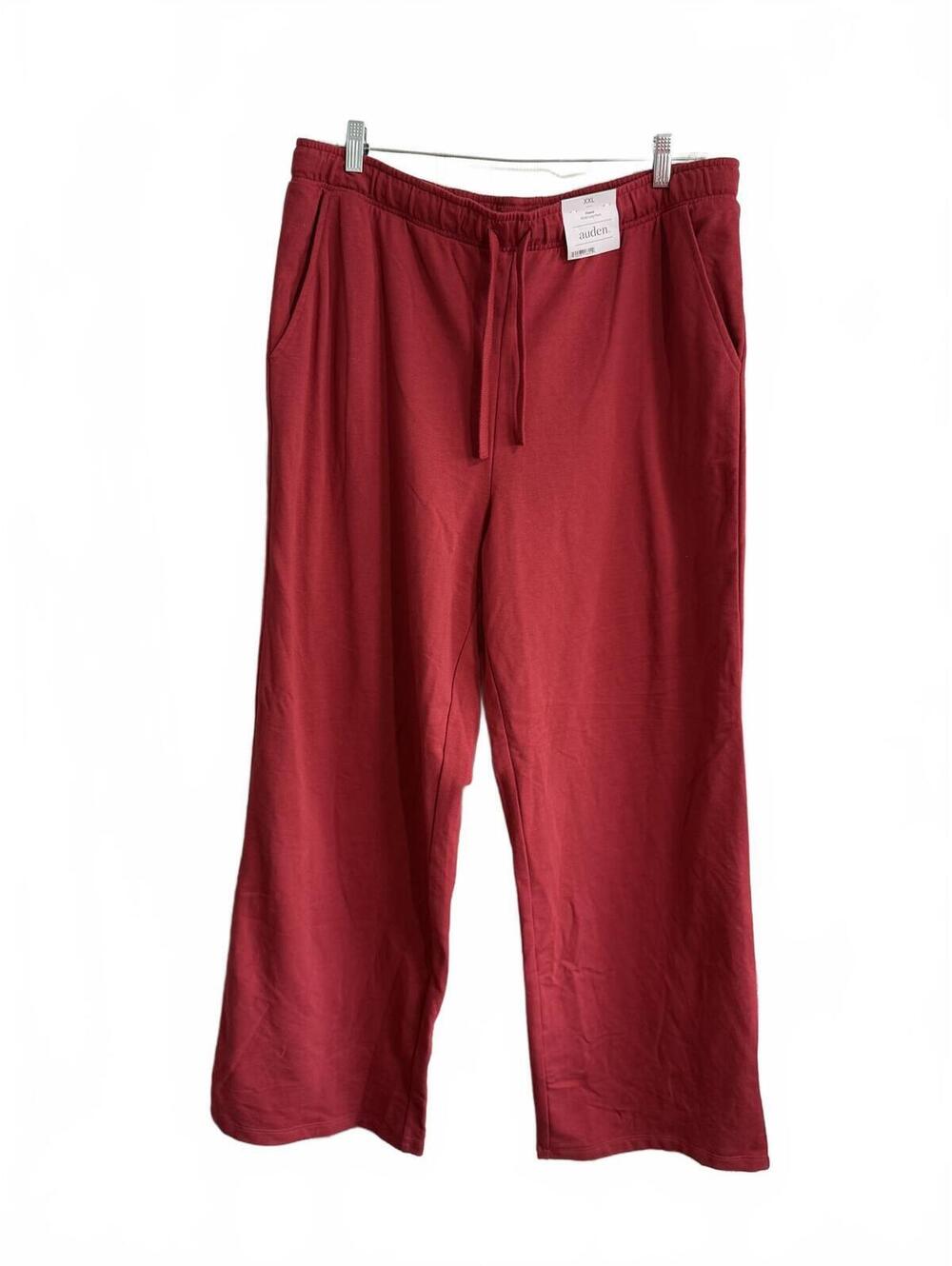 auden Women's Relaxed Wide-Leg Fleece Pants XXL Red